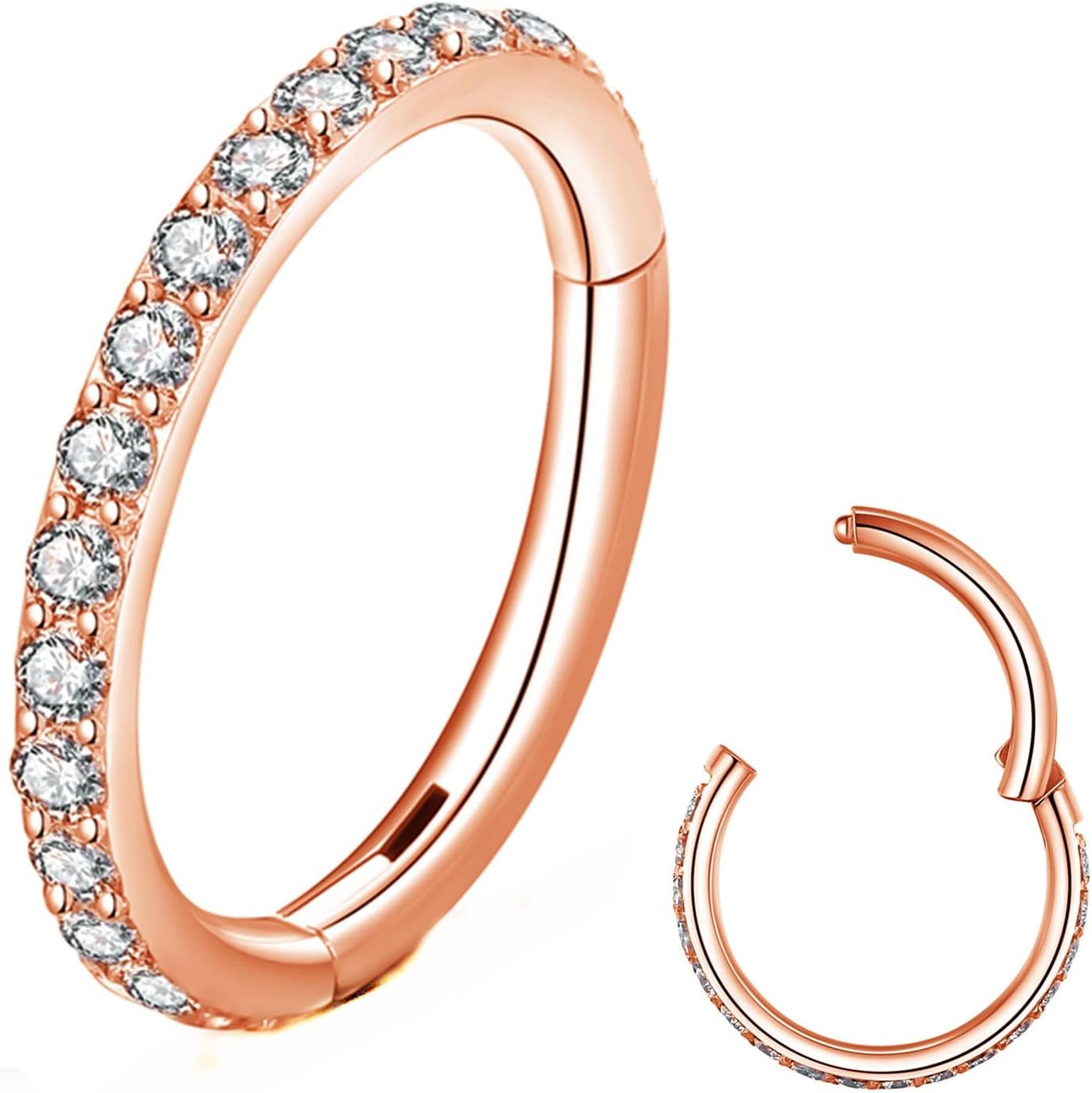 Clear CZ Nose Rings & Earrings - 316L Surgical Steel - Cartilage, Conch, Daith, Helix, Rook, Tragus, Lobe & Snug Body Piercing Jewelry - 20G, 18G - QIAO CrystalQIAO CrystalQIAO Crystal