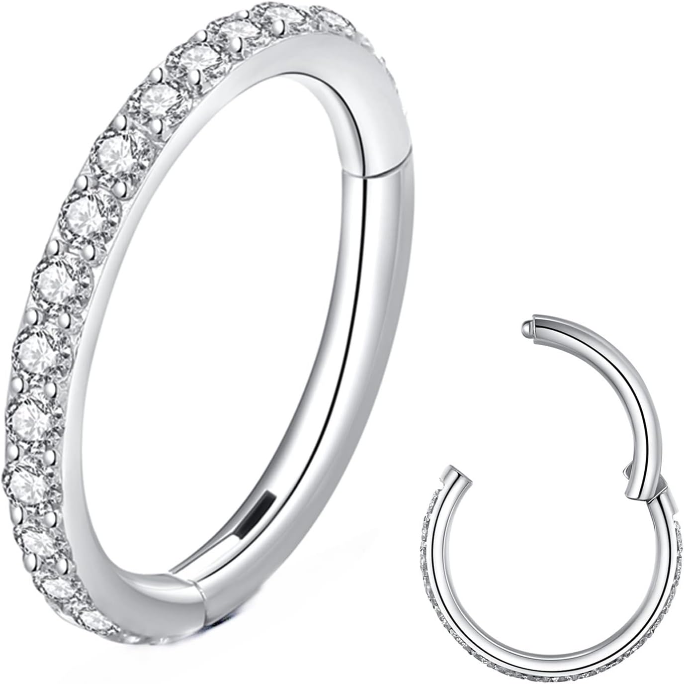 Clear CZ Nose Rings & Earrings - 316L Surgical Steel - Cartilage, Conch, Daith, Helix, Rook, Tragus, Lobe & Snug Body Piercing Jewelry - 20G, 18G - QIAO CrystalQIAO CrystalQIAO Crystal