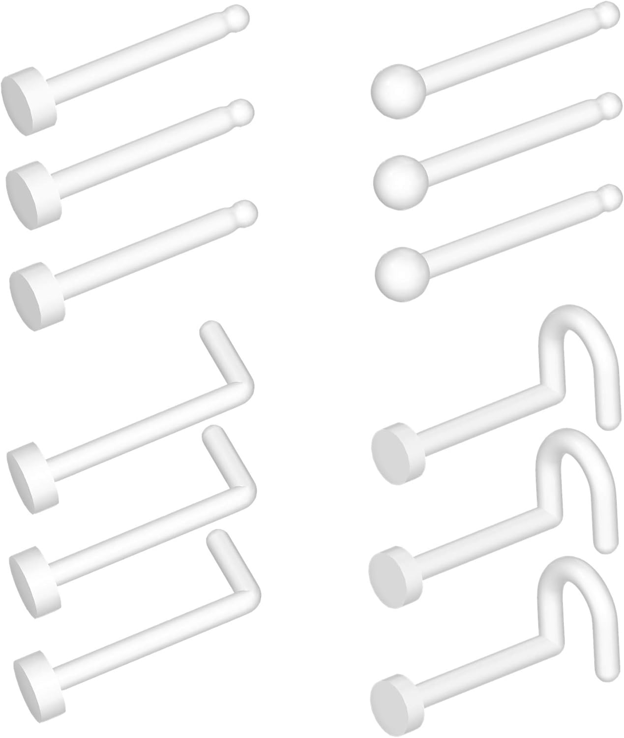 Clear Nose Ring Bioflex Nose Rings Studs L Shaped Corkscrew Nose Rings Body Piercing Jewelry for Women Men Nose Piercings Nose Stud Nose Piercing Men's Body Piercing Retainers - QIAO CrystalQIAO CrystalQIAO Crystal