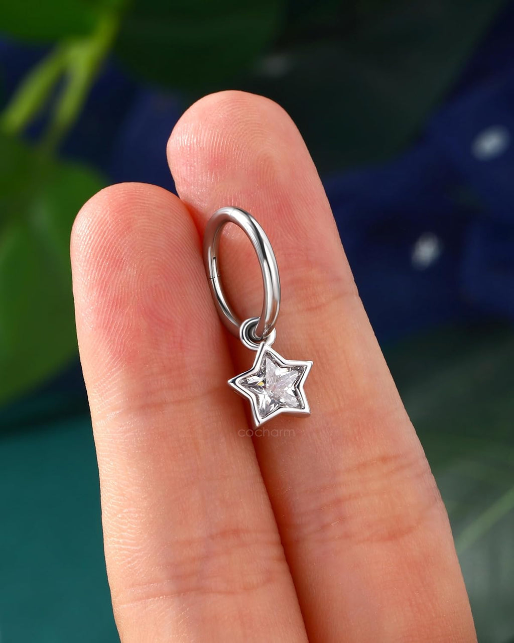 Clicker Belly Button Rings 14G Dangle Star Belly Nagel Rings for Women Surgical Steel Belly Navel Button Piercing 8/10MM - 我的商店我的商店我的商店