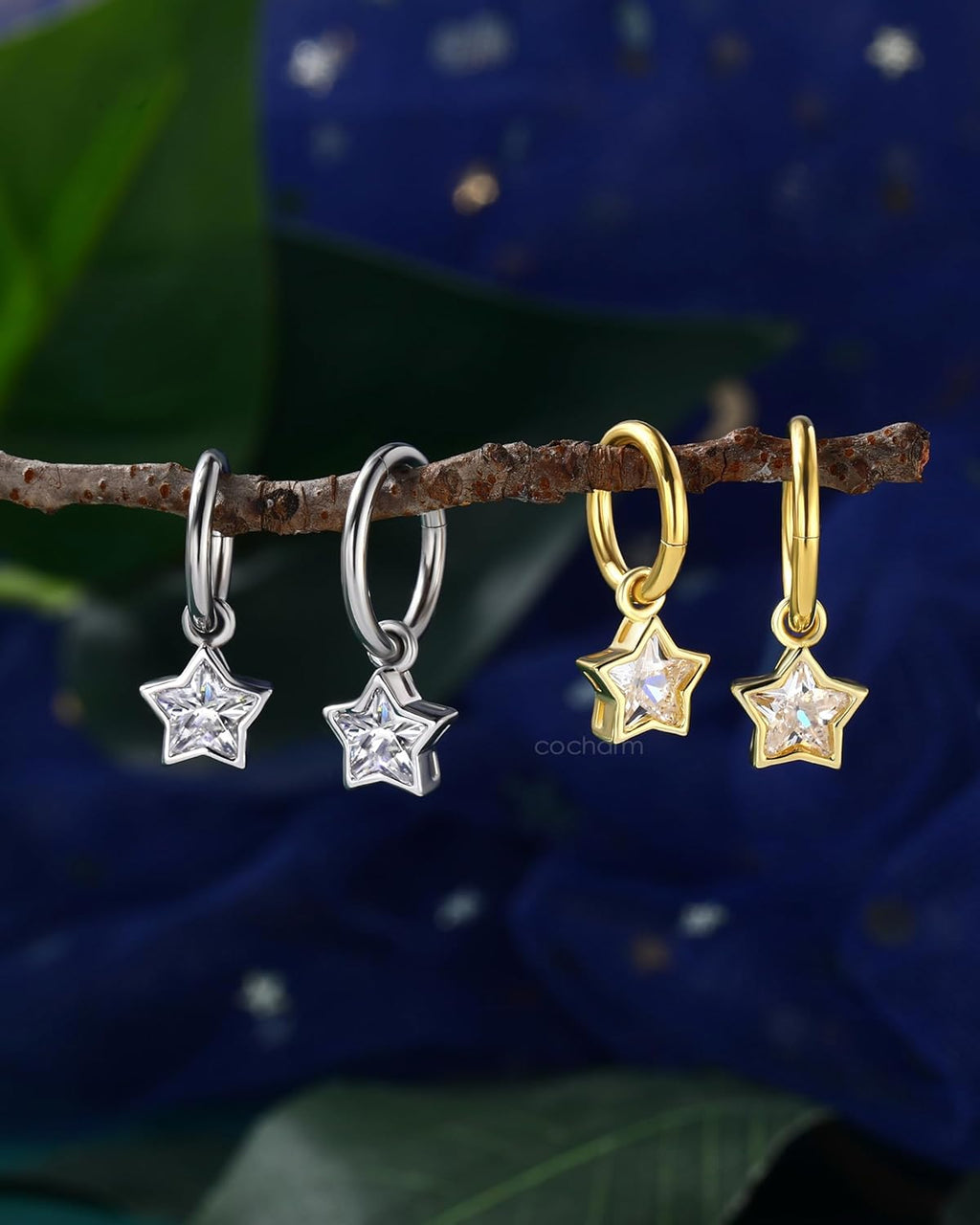 Clicker Belly Button Rings 14G Dangle Star Belly Nagel Rings for Women Surgical Steel Belly Navel Button Piercing 8/10MM - 我的商店我的商店我的商店