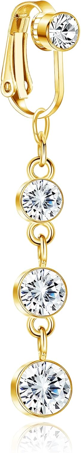 Clip On Belly Ring - Fake Navel Piercing, Non - Piercing Clip Belly Button Ring - 我的商店我的商店我的商店