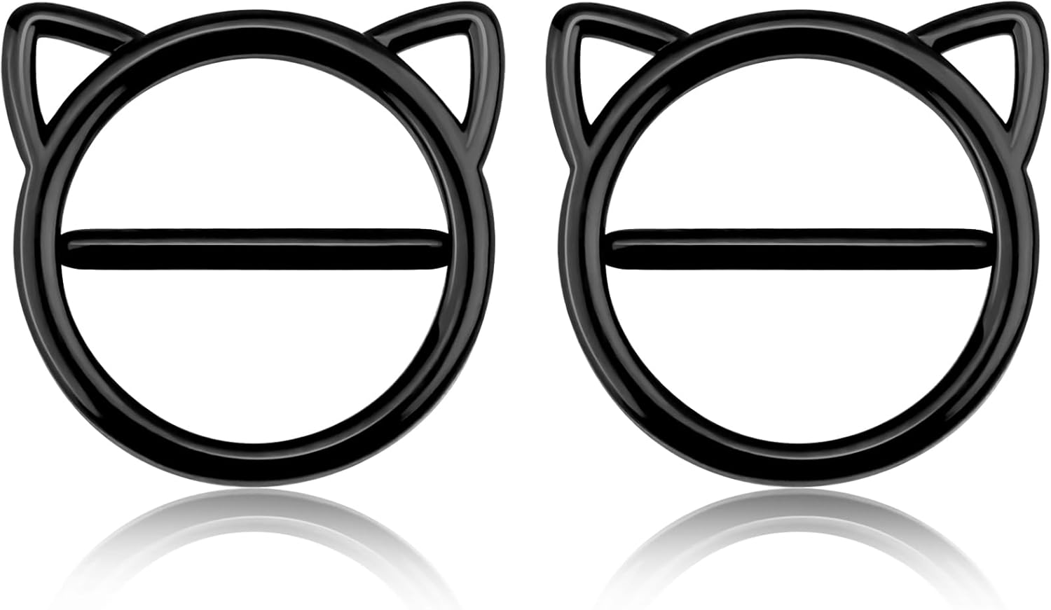 CM Crareesi Mania Black Nipple Rings, 316L Surgical Steel Nipple Piercing Jewelry, 14G Cat Nipple Clicker Ring for Women - QIAO CrystalQIAO CrystalQIAO Crystal