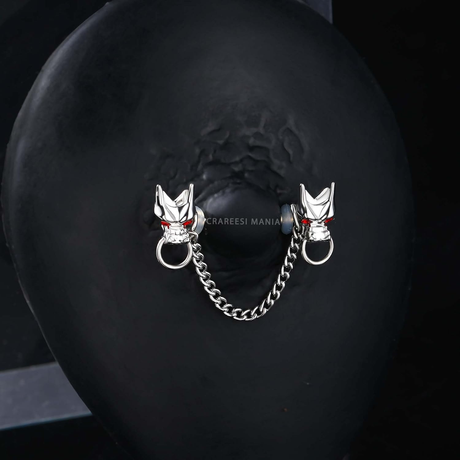 CM Crareesi Mania Dragon Nipple Rings Chain Nipple Piercing Jewelry 316L Stainless Steel Nipple Jewelry for Men Women Red CZ Nipple Barbell 14G Nipple Jewelry, US - CMNV0036 - QIAO CrystalQIAO CrystalQIAO Crystal