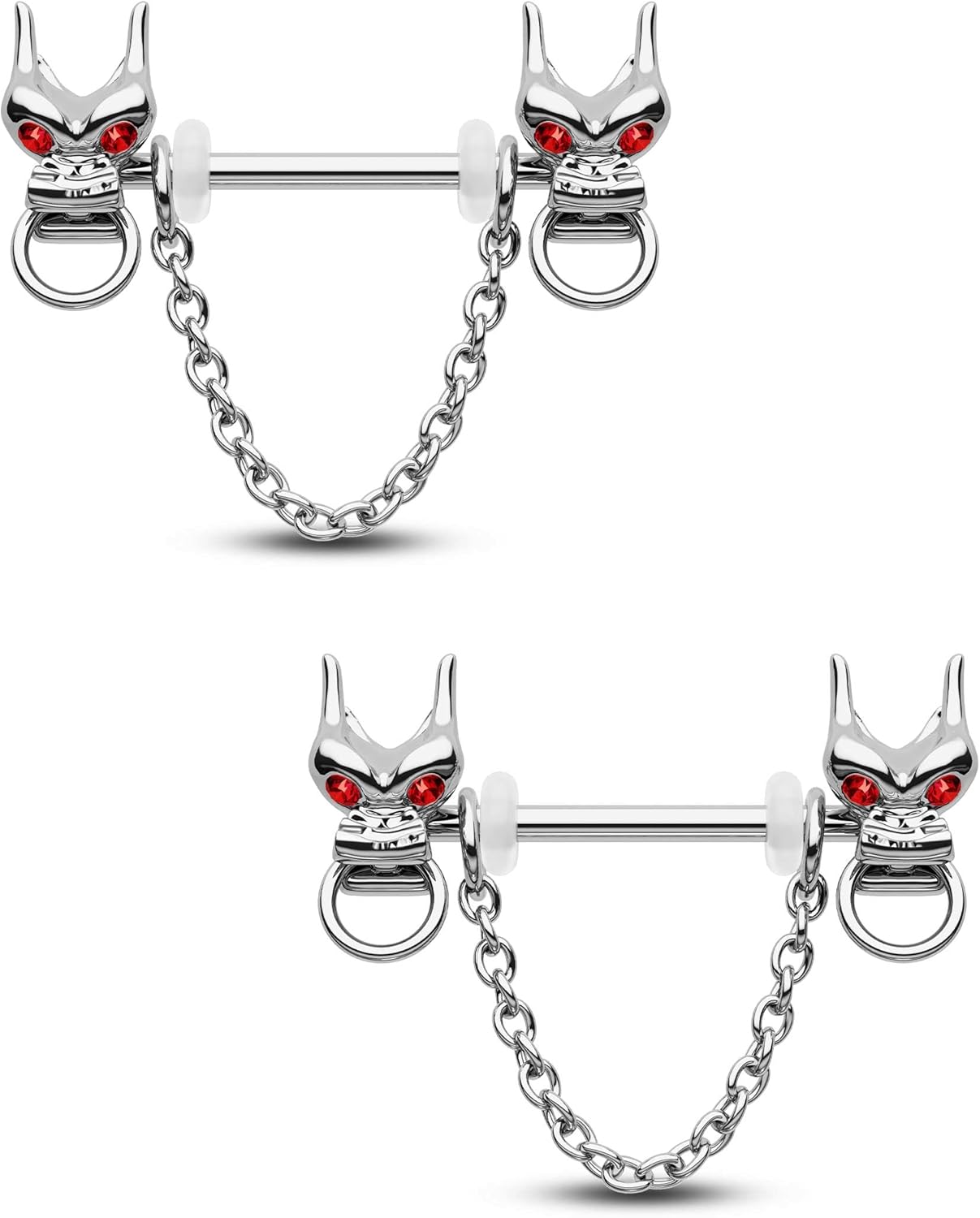 CM Crareesi Mania Dragon Nipple Rings Chain Nipple Piercing Jewelry 316L Stainless Steel Nipple Jewelry for Men Women Red CZ Nipple Barbell 14G Nipple Jewelry, US - CMNV0036 - QIAO CrystalQIAO CrystalQIAO Crystal