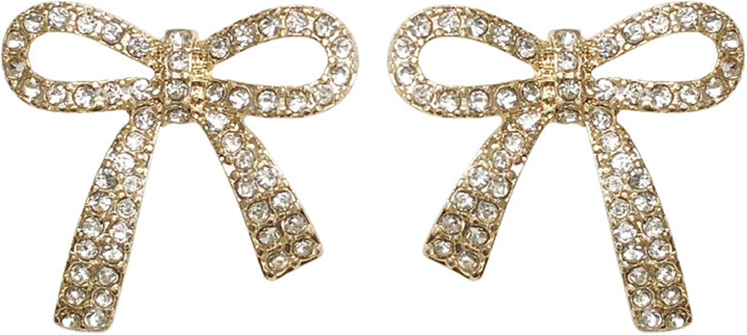 coadipress Christmas Pearl Bow Earrings for Women Fashion Sparkle Rhinestone Bow Earrings Cute Red Pearl Bow Dangle Drop Earrings Christmas Decorations Jewelry Gifts - 我的商店我的商店我的商店