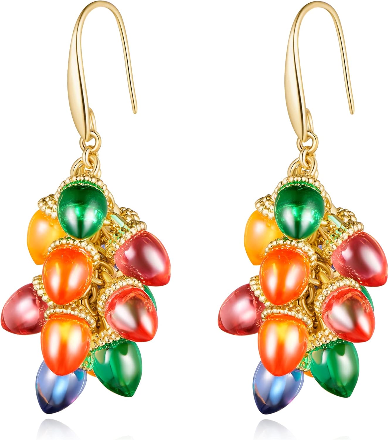 Colorful Christmas Earrings for Women Crystal Christmas Light Bulb Earrings Cute Green Christmas Tree Tassel Earrings Jewelry - 我的商店我的商店我的商店