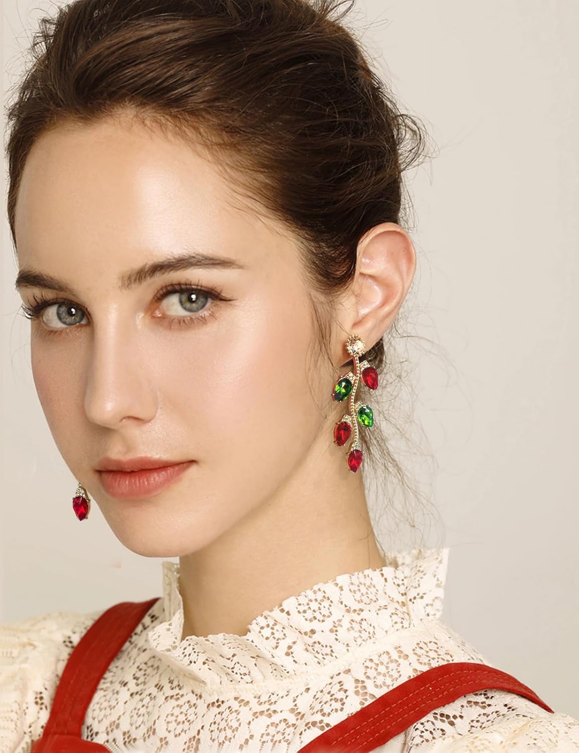 Colorful Christmas Earrings for Women Crystal Christmas Light Bulb Earrings Cute Green Christmas Tree Tassel Earrings Jewelry - 我的商店我的商店我的商店