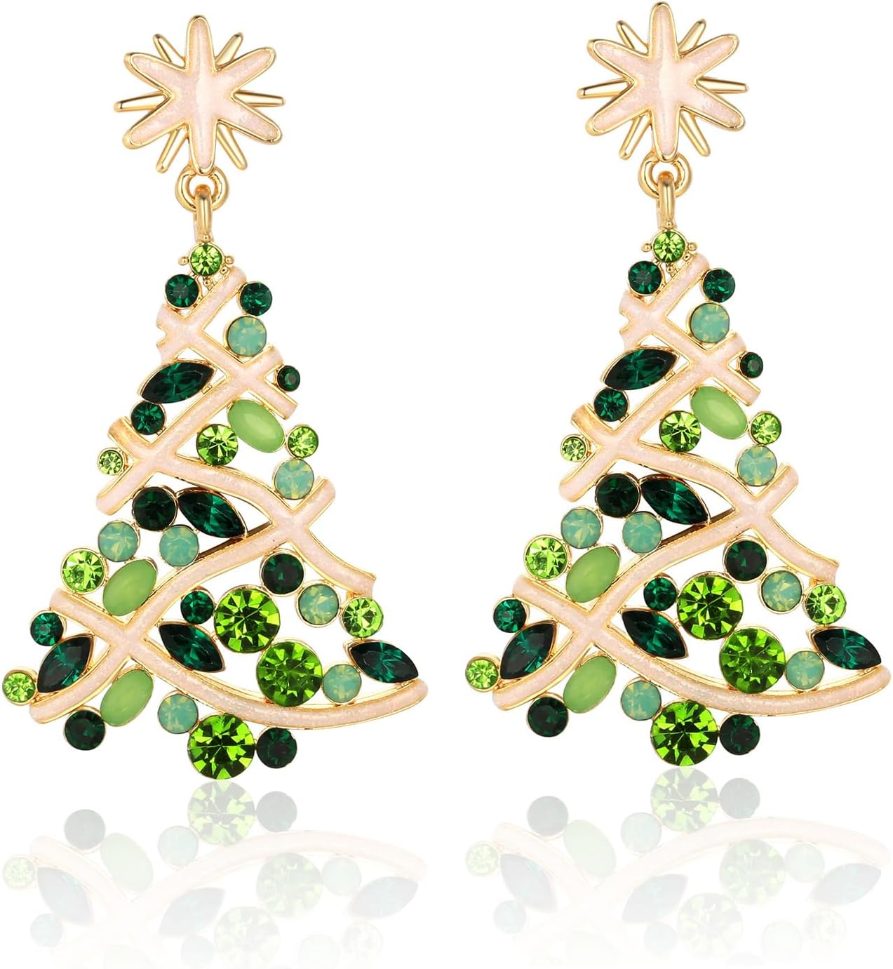 Colorful Christmas Earrings for Women Crystal Christmas Light Bulb Earrings Cute Green Christmas Tree Tassel Earrings Jewelry - 我的商店我的商店我的商店