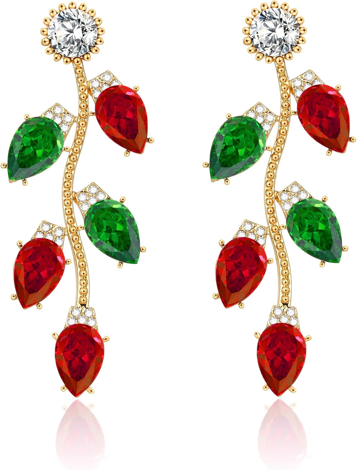 Colorful Christmas Earrings for Women Crystal Christmas Light Bulb Earrings Cute Green Christmas Tree Tassel Earrings Jewelry - 我的商店我的商店我的商店