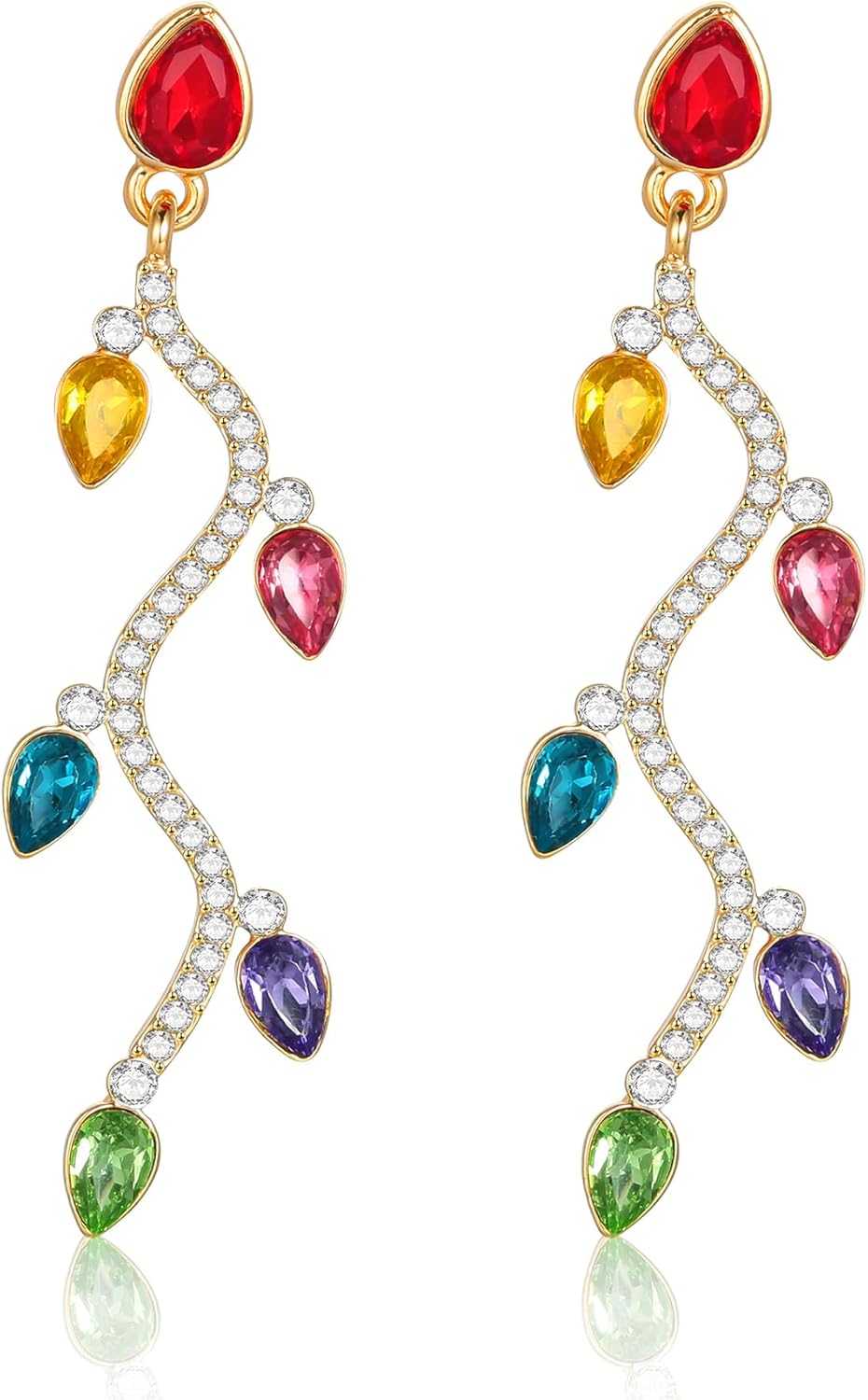 Colorful Christmas Earrings for Women Crystal Christmas Light Bulb Earrings Cute Green Christmas Tree Tassel Earrings Jewelry - 我的商店我的商店我的商店