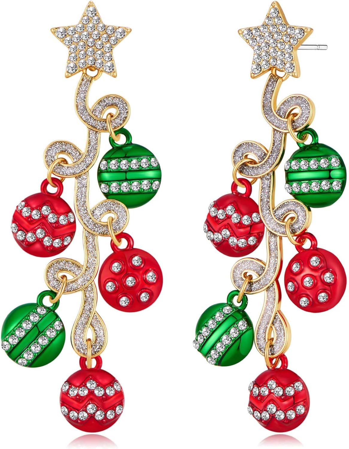 Colorful Christmas Earrings for Women Crystal Christmas Light Bulb Earrings Cute Green Christmas Tree Tassel Earrings Jewelry - 我的商店我的商店我的商店