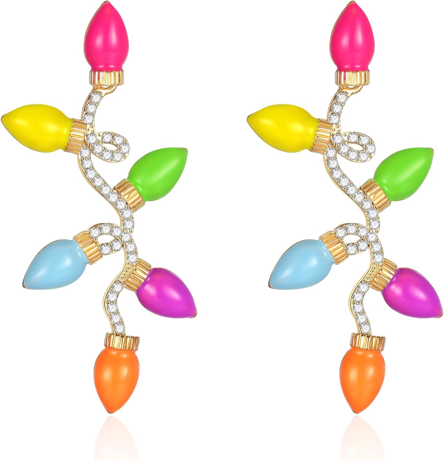 Colorful Christmas Earrings for Women Crystal Christmas Light Bulb Earrings Cute Green Christmas Tree Tassel Earrings Jewelry - 我的商店我的商店我的商店