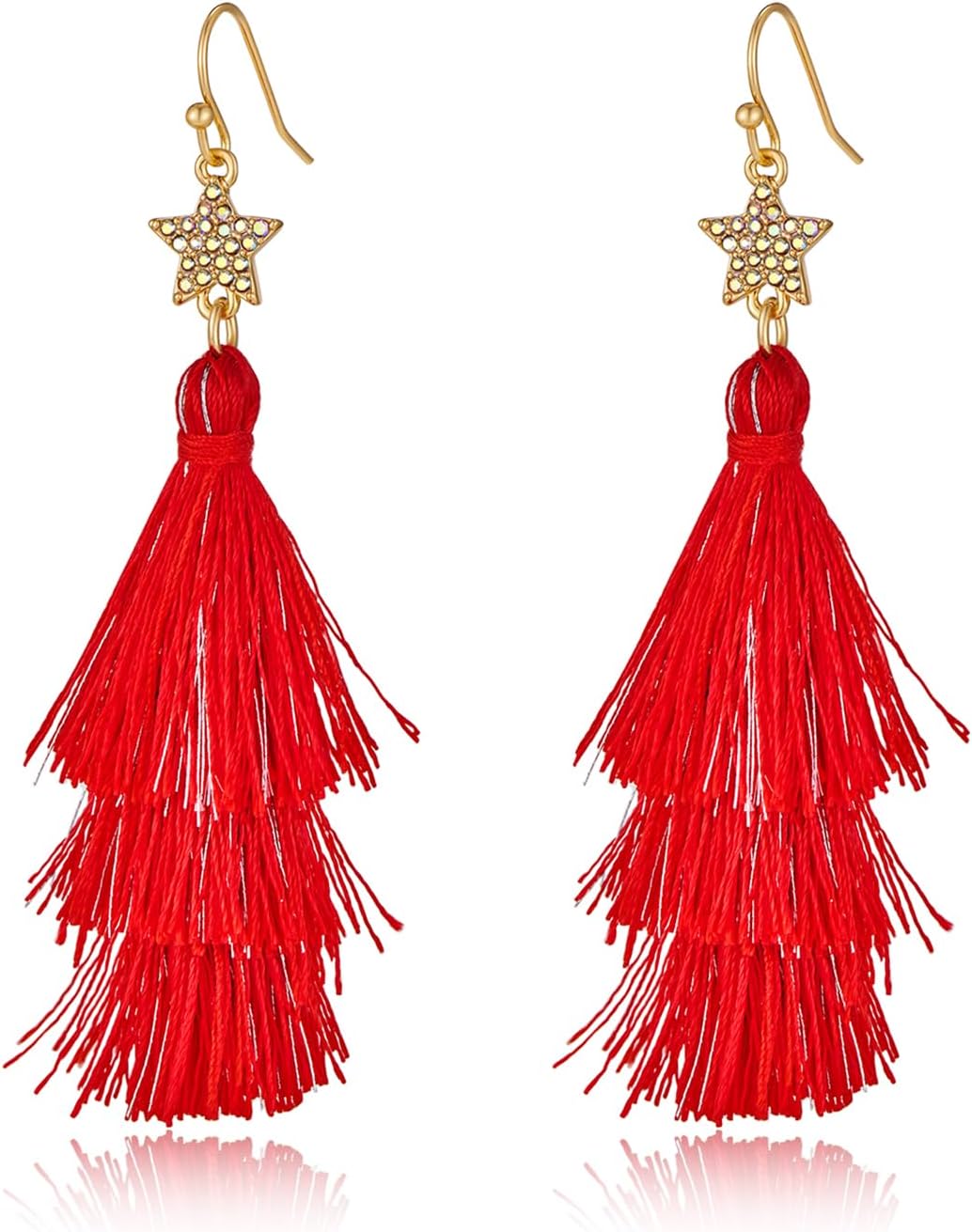 Colorful Christmas Earrings for Women Crystal Christmas Light Bulb Earrings Cute Green Christmas Tree Tassel Earrings Jewelry - 我的商店我的商店我的商店