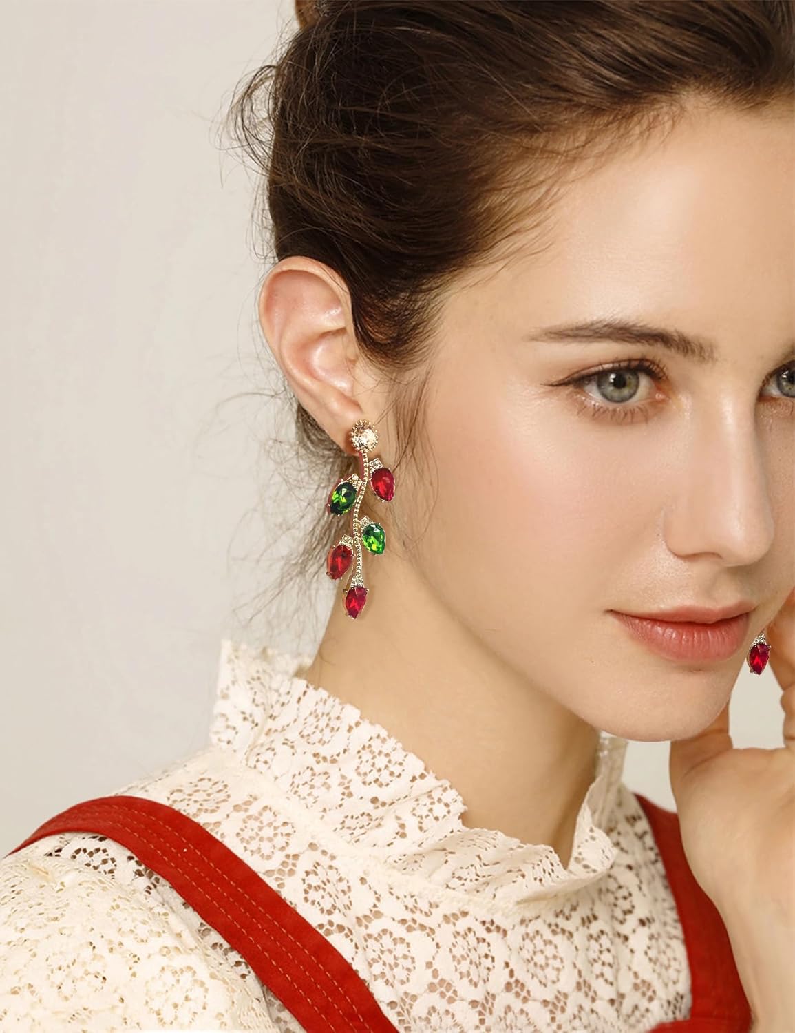 Colorful Christmas Earrings for Women Crystal Christmas Light Bulb Earrings Cute Green Christmas Tree Tassel Earrings Jewelry - 我的商店我的商店我的商店