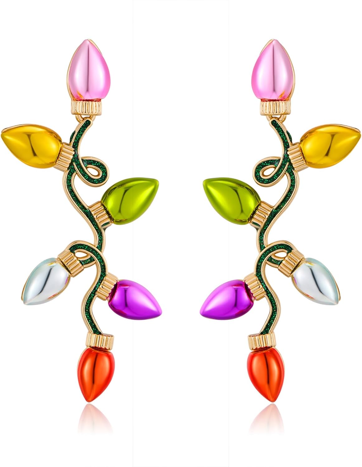 Colorful Christmas Earrings for Women Crystal Christmas Light Bulb Earrings Cute Green Christmas Tree Tassel Earrings Jewelry - 我的商店我的商店我的商店