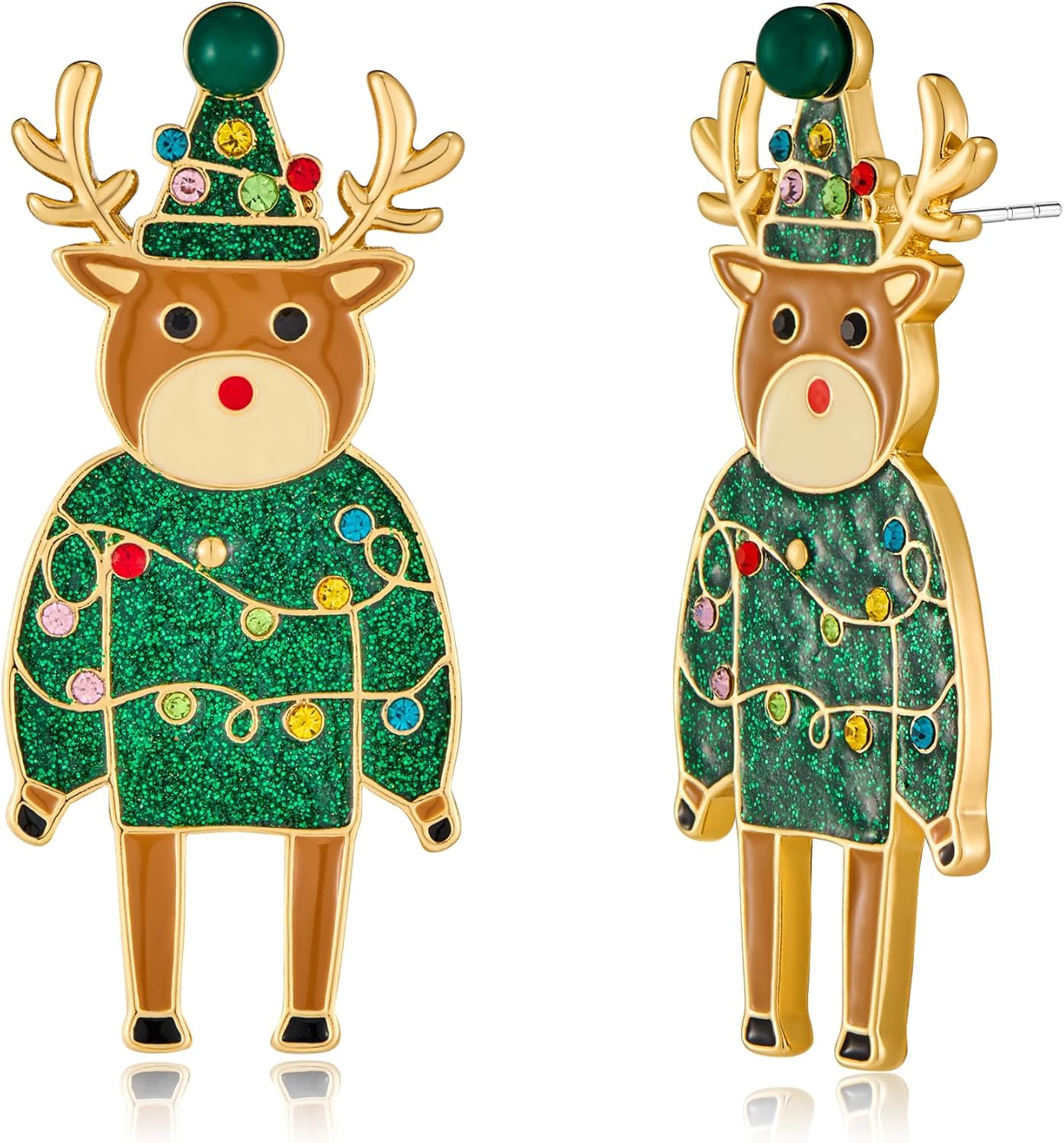 Colorful Christmas Earrings for Women Crystal Christmas Light Bulb Earrings Cute Green Christmas Tree Tassel Earrings Jewelry - 我的商店我的商店我的商店