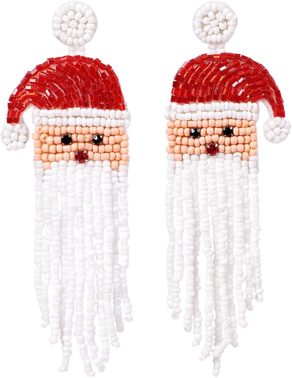 Colorful Handmade Braid Christmas Tassel Tree Santa Claus Beaded Dangle Earrings for Women Jewelry - 我的商店我的商店我的商店