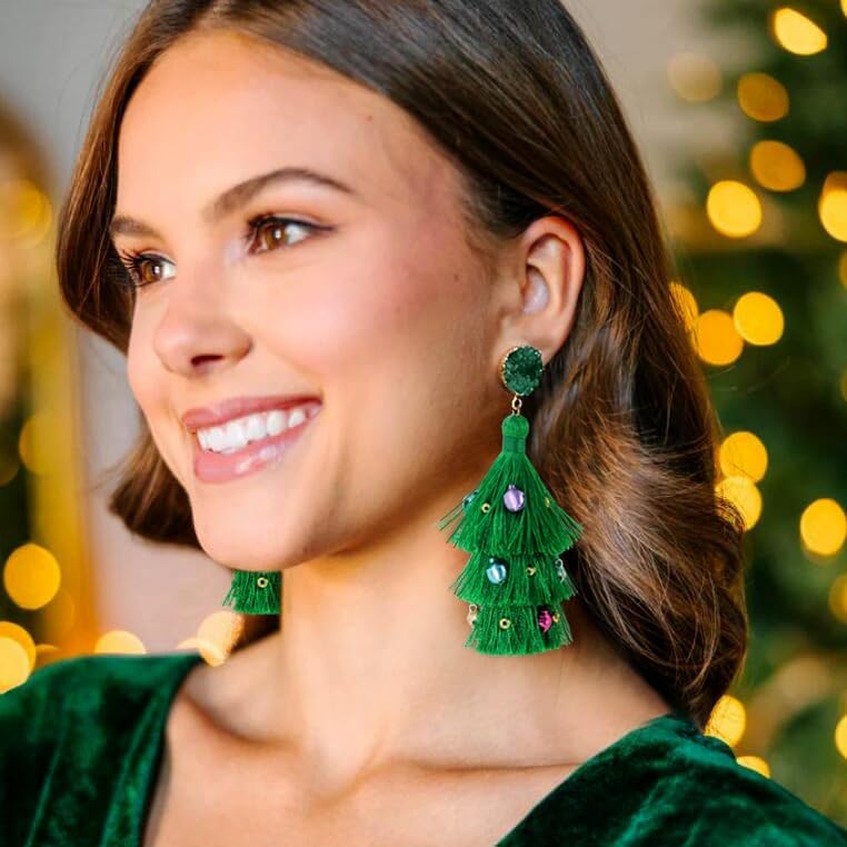 Colorful Layered Tassel Earrings Bohemian Statement Tiered Tassel Big Dangle Drop Earrings for Women Druzy Studs Christmas Mother's Day Gift - QIAO Crystal我的商店QIAO Crystal