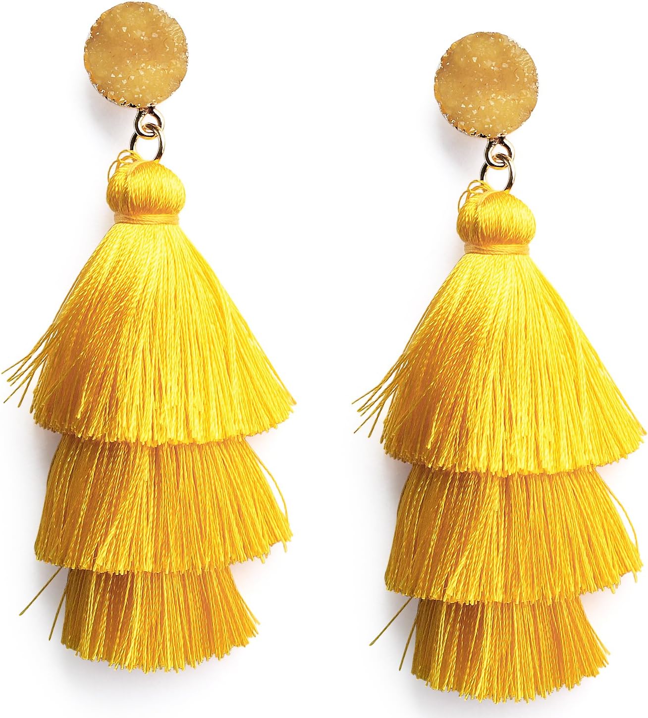 Colorful Layered Tassel Earrings Bohemian Statement Tiered Tassel Big Dangle Drop Earrings for Women Druzy Studs Christmas Mother's Day Gift - QIAO Crystal我的商店QIAO Crystal