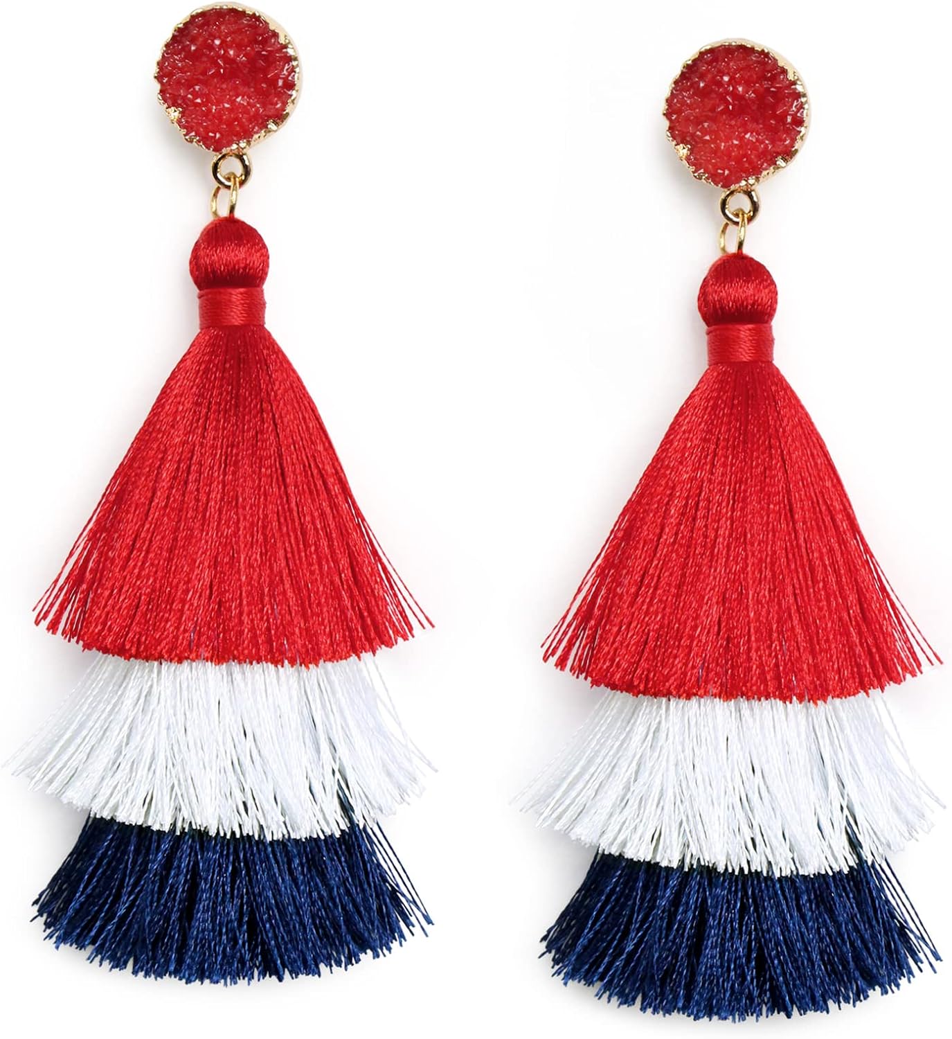 Colorful Layered Tassel Earrings Bohemian Statement Tiered Tassel Big Dangle Drop Earrings for Women Druzy Studs Christmas Mother's Day Gift - QIAO Crystal我的商店QIAO Crystal