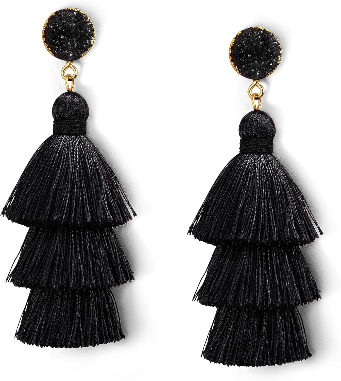 Colorful Layered Tassel Earrings Bohemian Statement Tiered Tassel Big Dangle Drop Earrings for Women Druzy Studs Christmas Mother's Day Gift - QIAO Crystal我的商店QIAO Crystal