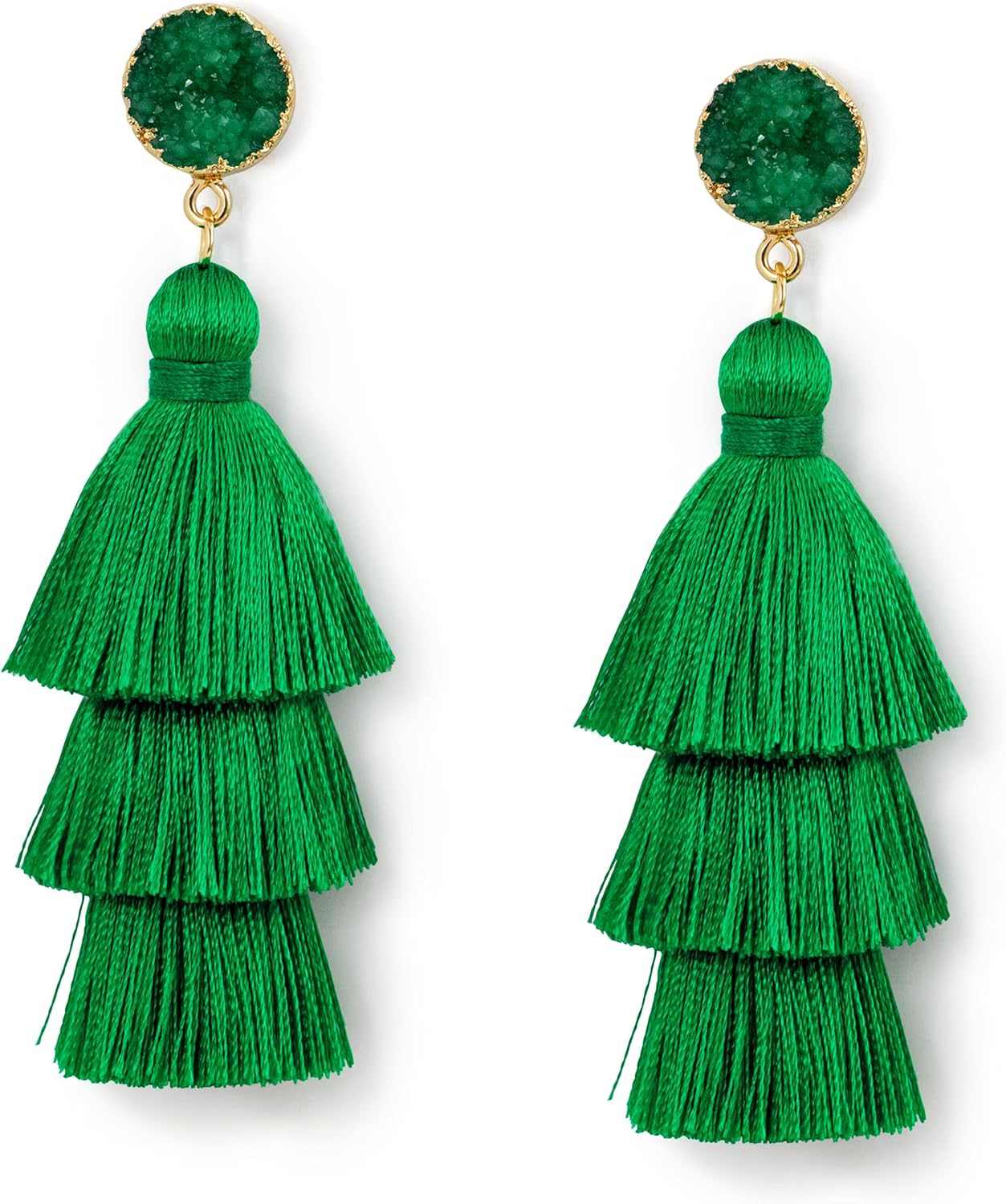 Colorful Layered Tassel Earrings Bohemian Statement Tiered Tassel Big Dangle Drop Earrings for Women Druzy Studs Christmas Mother's Day Gift - QIAO Crystal我的商店QIAO Crystal