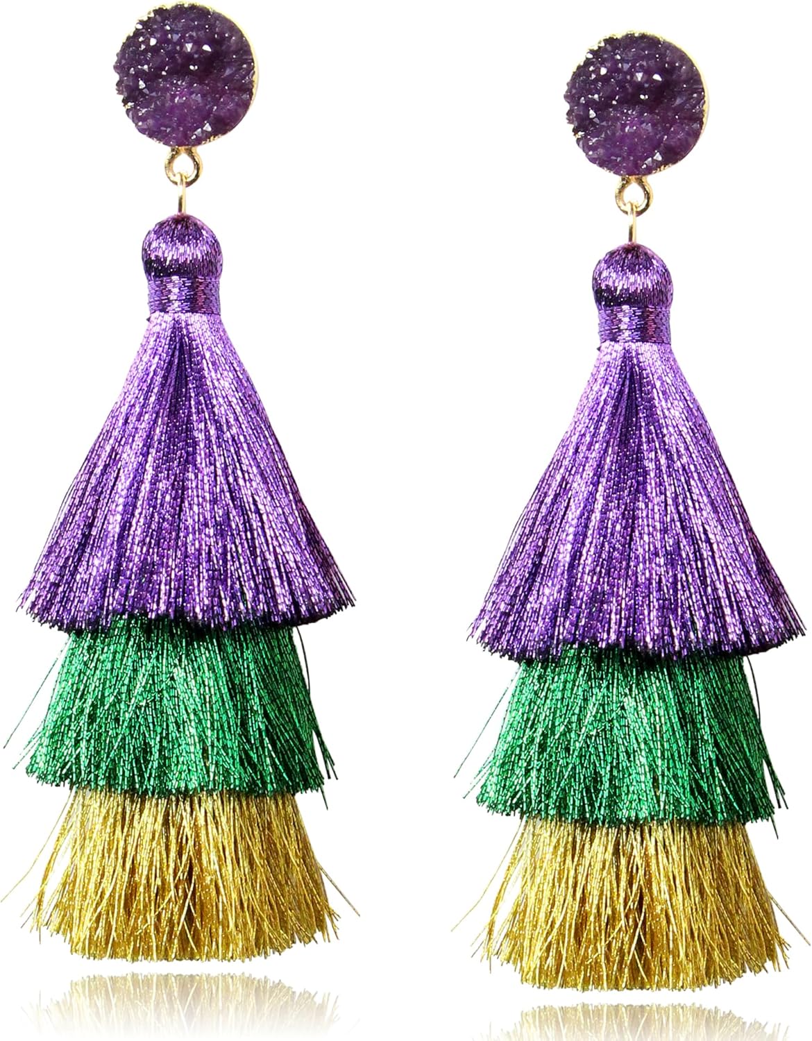 Colorful Layered Tassel Earrings Bohemian Statement Tiered Tassel Big Dangle Drop Earrings for Women Druzy Studs Christmas Mother's Day Gift - QIAO Crystal我的商店QIAO Crystal