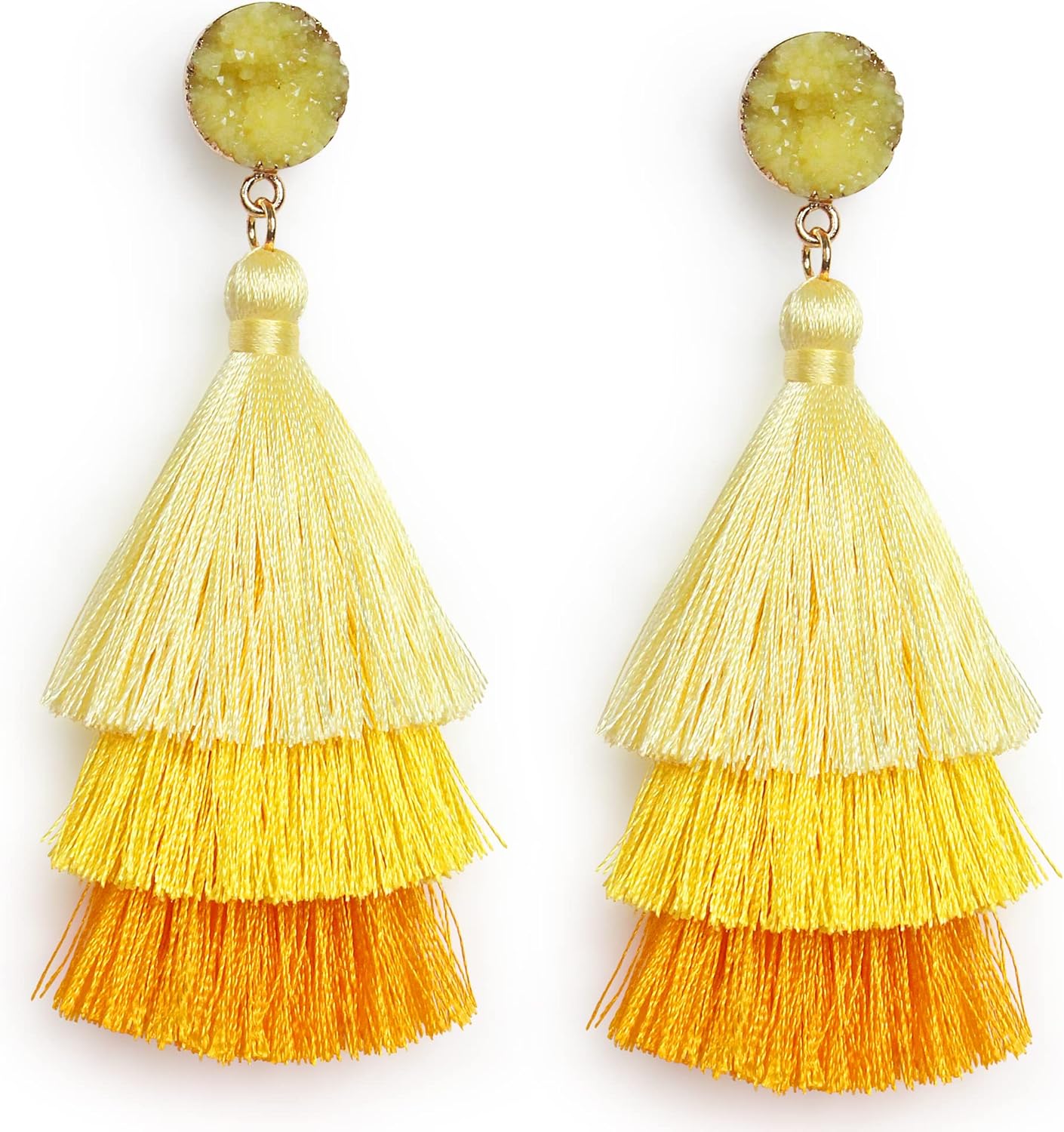 Colorful Layered Tassel Earrings Bohemian Statement Tiered Tassel Big Dangle Drop Earrings for Women Druzy Studs Christmas Mother's Day Gift - QIAO Crystal我的商店QIAO Crystal