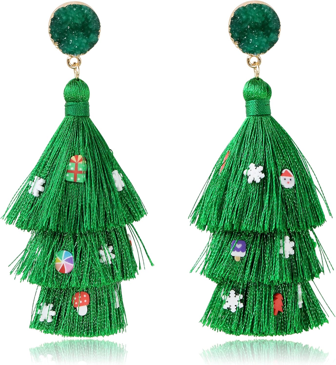 Colorful Layered Tassel Earrings Bohemian Statement Tiered Tassel Big Dangle Drop Earrings for Women Druzy Studs Christmas Mother's Day Gift - QIAO Crystal我的商店QIAO Crystal