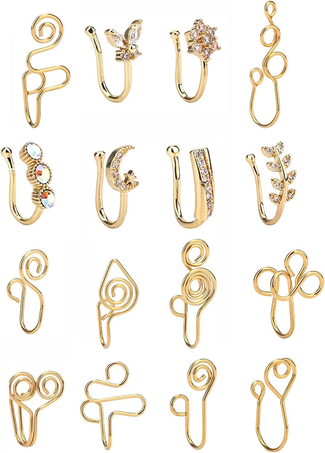 CrazyPiercing Fake Nose Ring CZ African Nose Cuffs Gold/Silver/Rose Gold Faux Septum Nose Rings Clip on Nose Jewelry for Woman Non Pierced Jewelry - QIAO CrystalQIAO CrystalQIAO Crystal