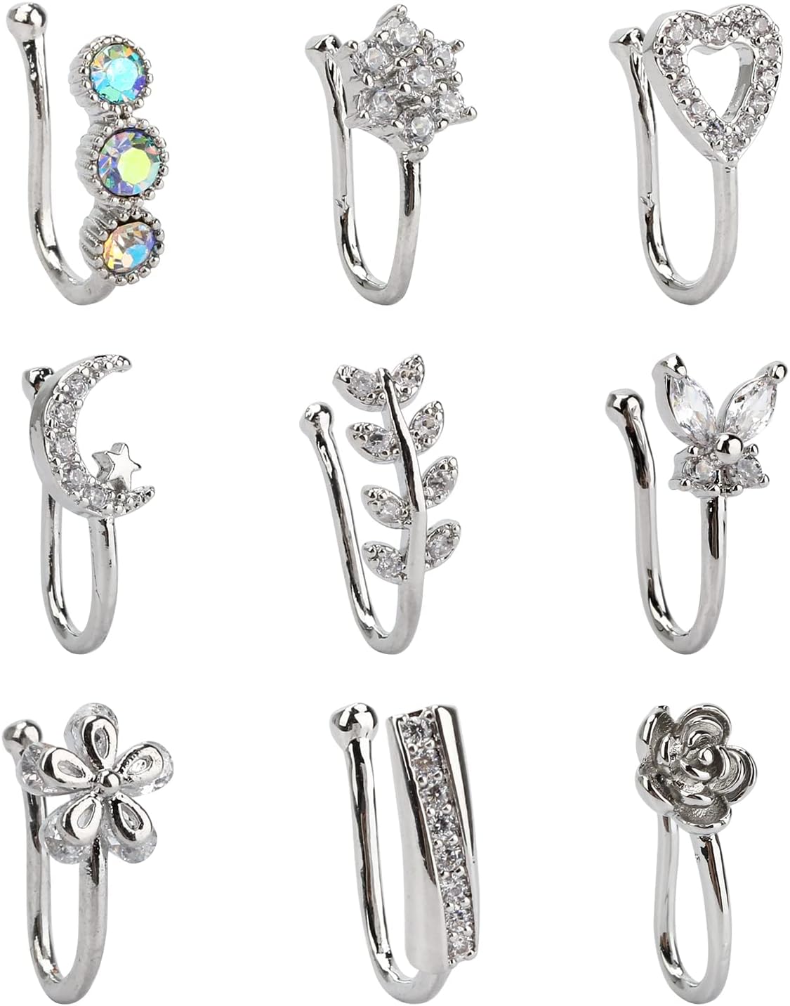 CrazyPiercing Fake Nose Ring CZ African Nose Cuffs Gold/Silver/Rose Gold Faux Septum Nose Rings Clip on Nose Jewelry for Woman Non Pierced Jewelry - QIAO CrystalQIAO CrystalQIAO Crystal