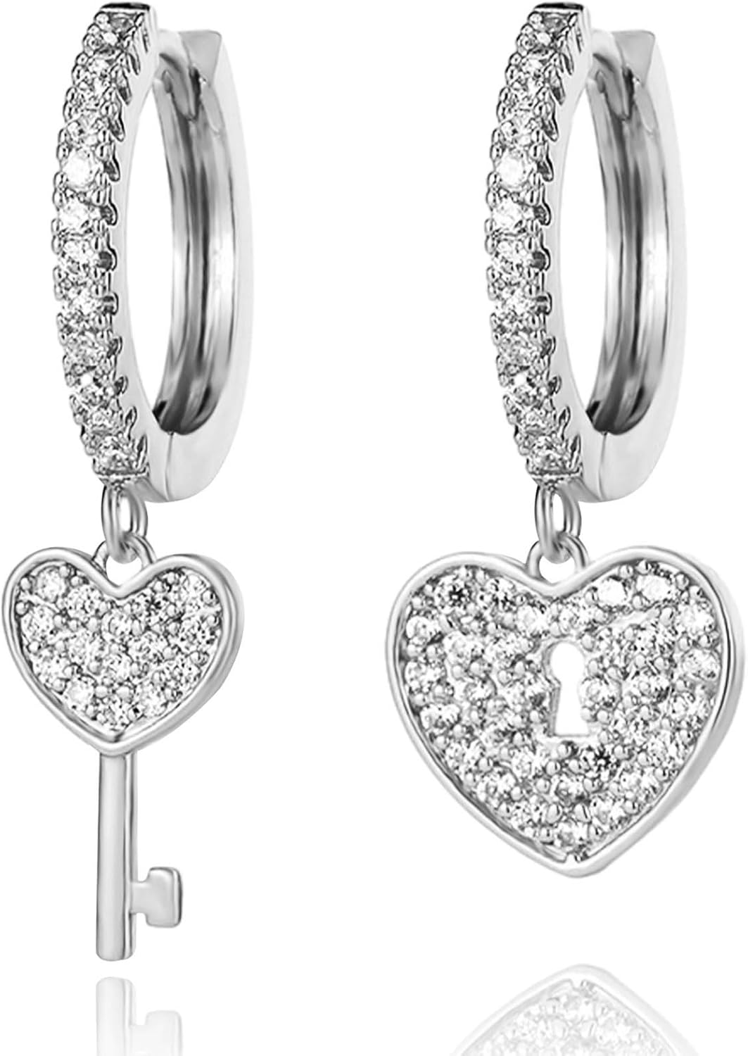 Cross Small Hoop Dangle Earrings 925 Sterling Silver CZ Diamonds Round Huggie Earrings For Men Women - 我的商店我的商店我的商店