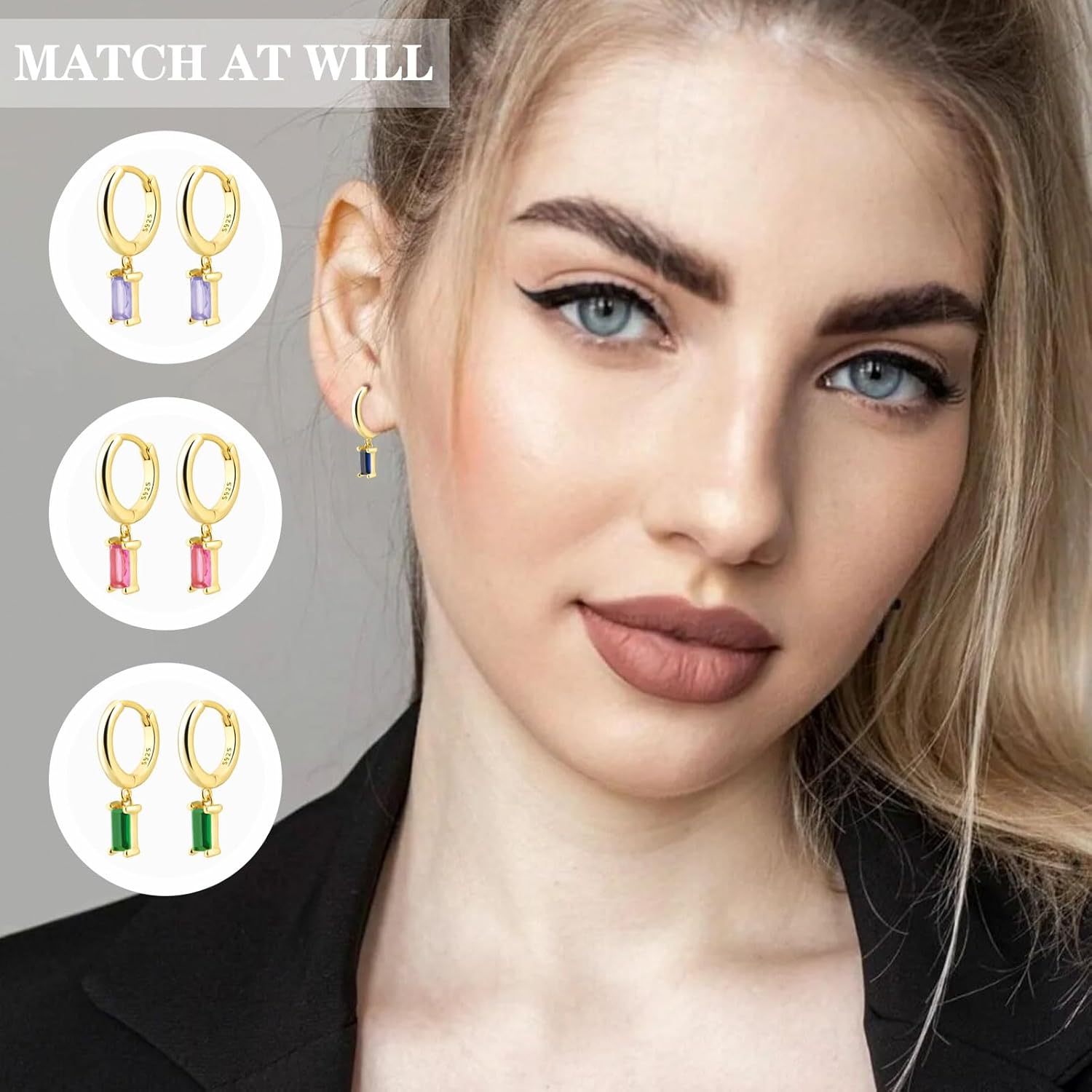 Cross Small Hoop Dangle Earrings 925 Sterling Silver CZ Diamonds Round Huggie Earrings For Men Women - 我的商店我的商店我的商店