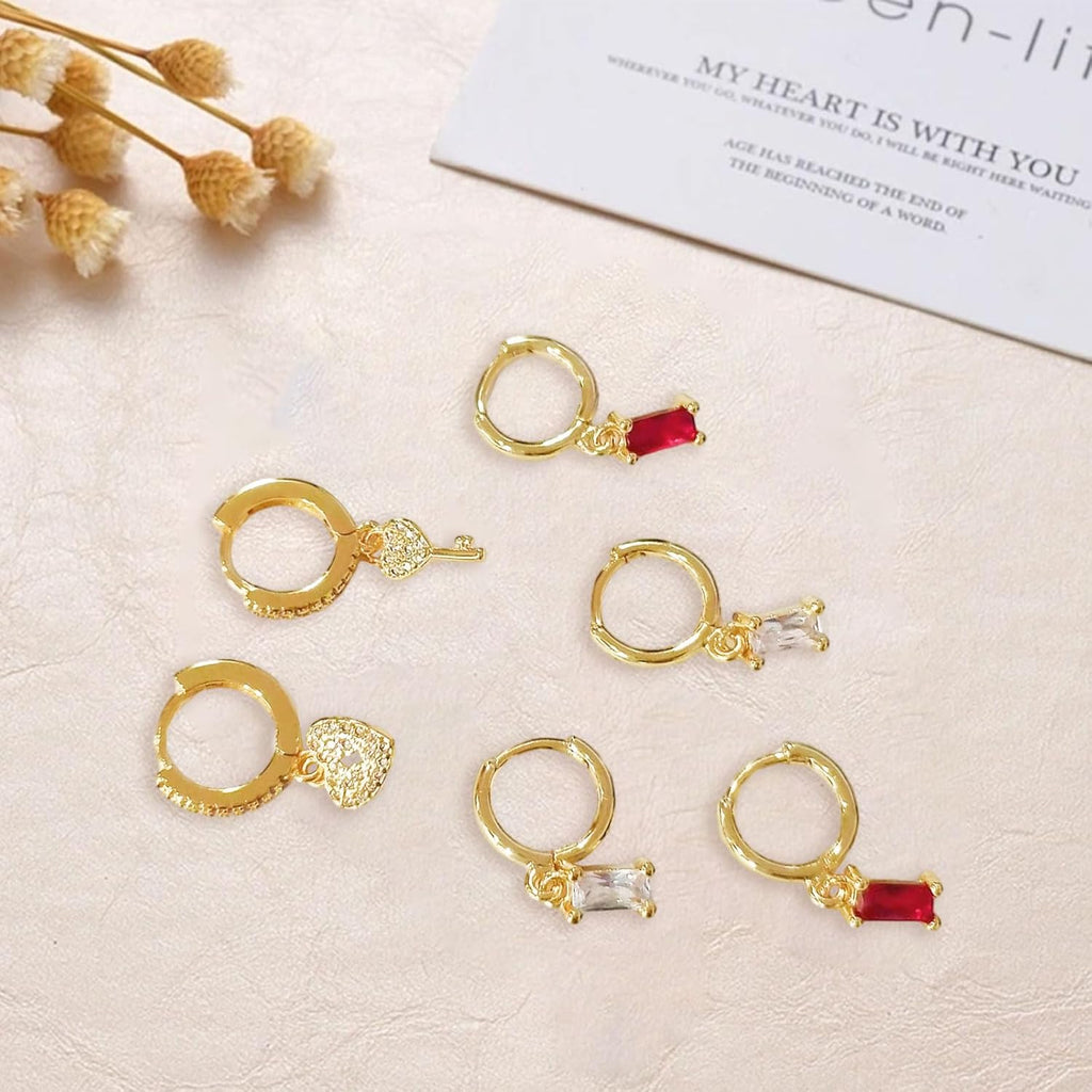 Cross Small Hoop Dangle Earrings 925 Sterling Silver CZ Diamonds Round Huggie Earrings For Men Women - 我的商店我的商店我的商店