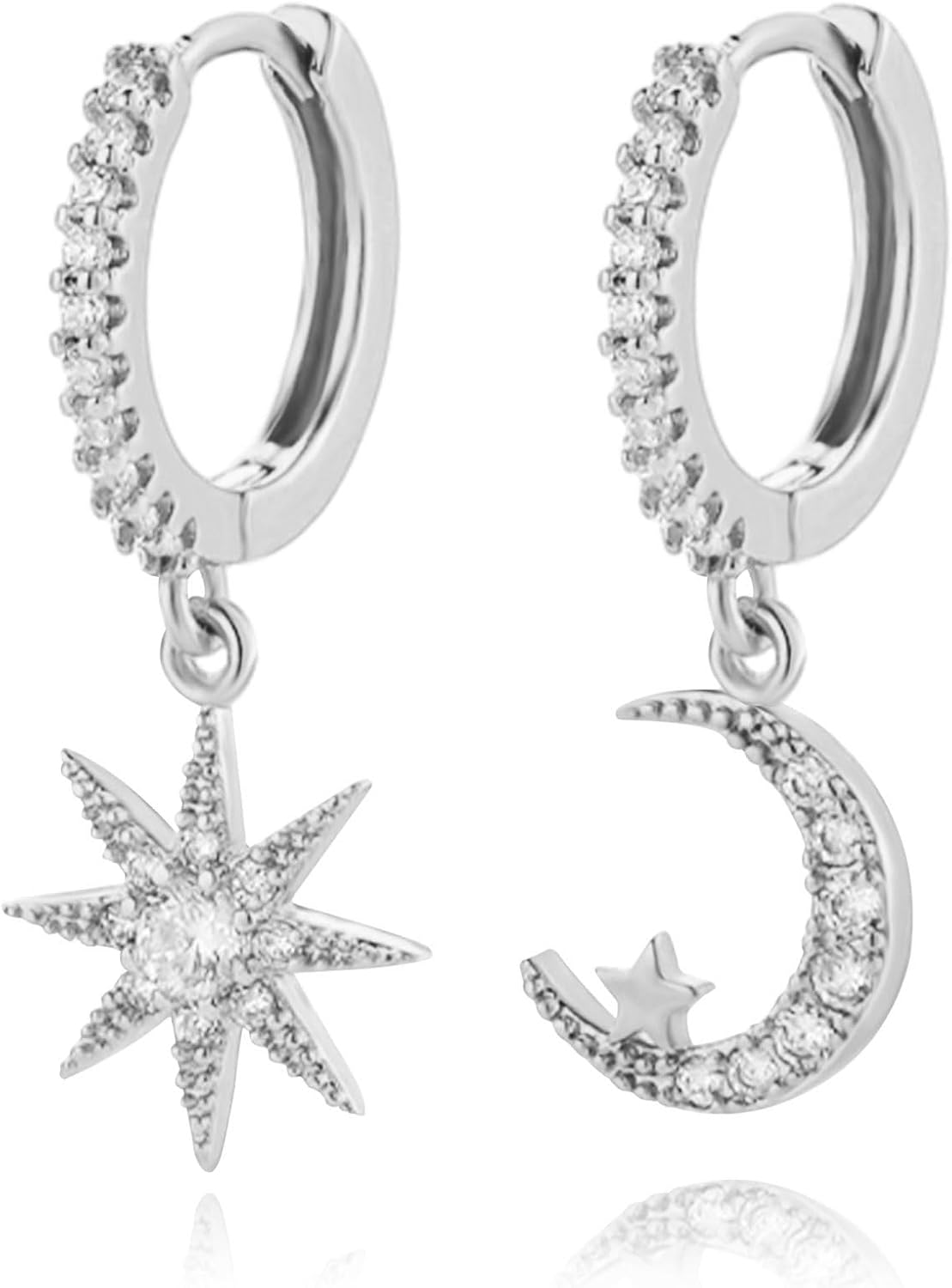 Cross Small Hoop Dangle Earrings 925 Sterling Silver CZ Diamonds Round Huggie Earrings For Men Women - 我的商店我的商店我的商店