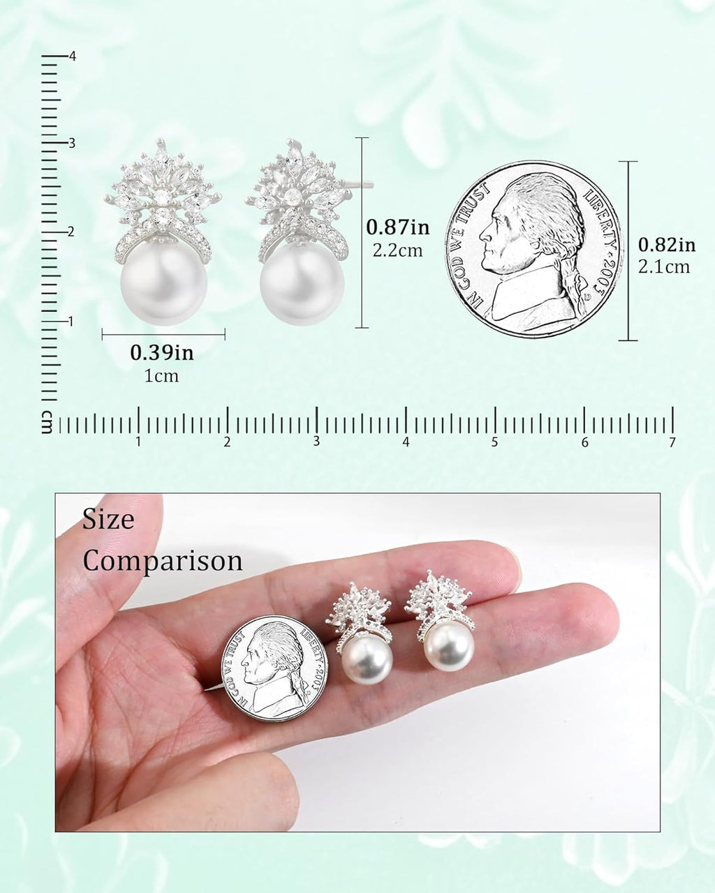 Crown Pearl Drop Earrings for Women - Elegant Bridal Wedding Jewelry with 10MM Faux Pearl & Sparkling CZ Stones, 925 Sterling Silver Post - 我的商店我的商店我的商店