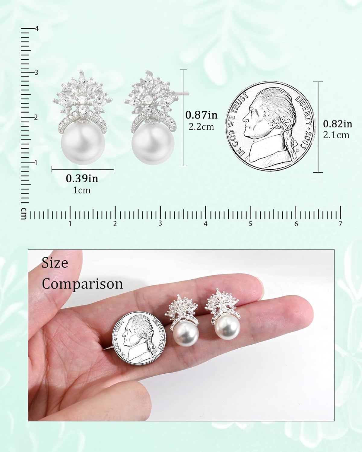Crown Pearl Drop Earrings for Women - Elegant Bridal Wedding Jewelry with 10MM Faux Pearl & Sparkling CZ Stones, 925 Sterling Silver Post - 我的商店我的商店我的商店