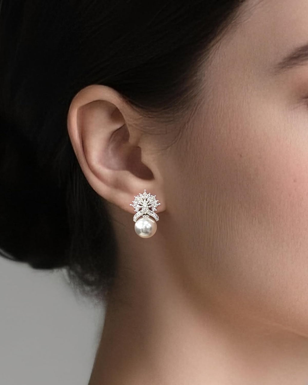 Crown Pearl Drop Earrings for Women - Elegant Bridal Wedding Jewelry with 10MM Faux Pearl & Sparkling CZ Stones, 925 Sterling Silver Post - 我的商店我的商店我的商店