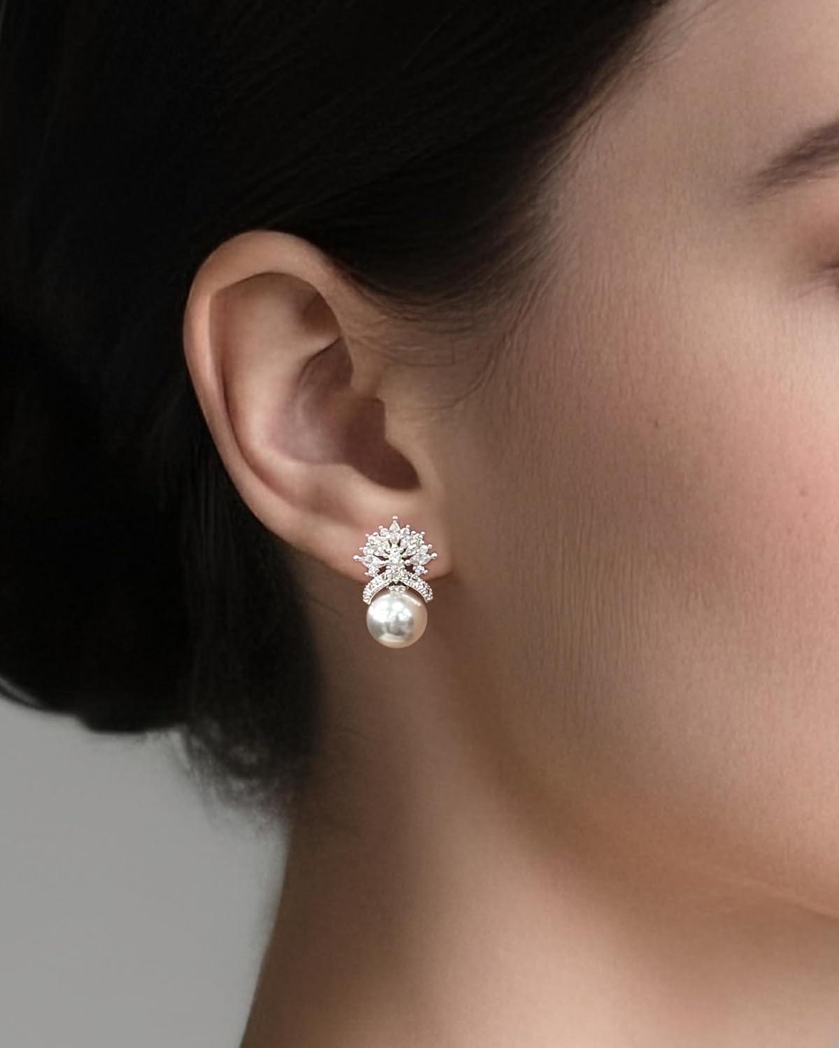 Crown Pearl Drop Earrings for Women - Elegant Bridal Wedding Jewelry with 10MM Faux Pearl & Sparkling CZ Stones, 925 Sterling Silver Post - 我的商店我的商店我的商店