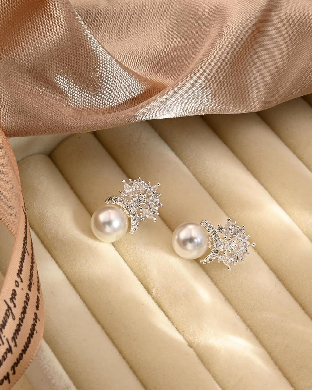Crown Pearl Drop Earrings for Women - Elegant Bridal Wedding Jewelry with 10MM Faux Pearl & Sparkling CZ Stones, 925 Sterling Silver Post - 我的商店我的商店我的商店