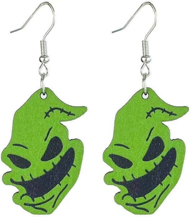 Cute Cartoon Halloween Theme Earrings Ghost Pumpkin Wooden Dangle Earrings Creative Jewelry for Halloween Party Exaggeration Accessories - 我的商店我的商店我的商店