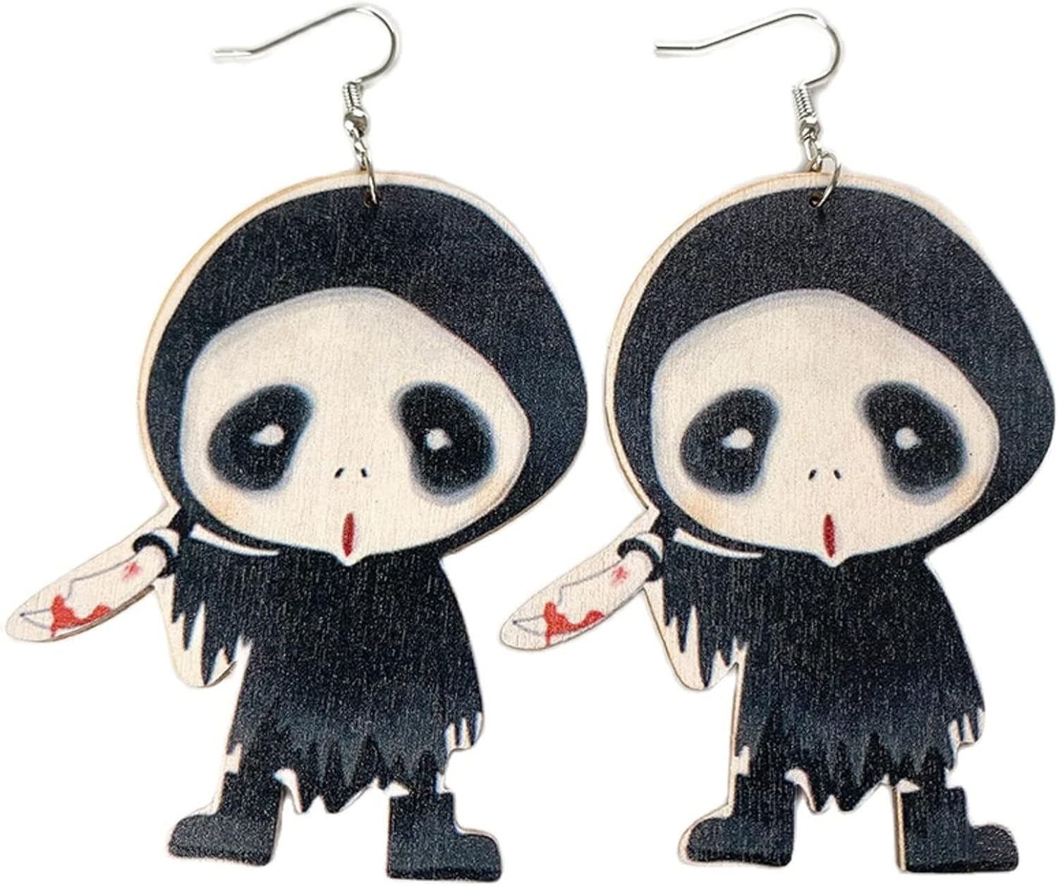 Cute Cartoon Halloween Theme Earrings Ghost Pumpkin Wooden Dangle Earrings Creative Jewelry for Halloween Party Exaggeration Accessories - 我的商店我的商店我的商店