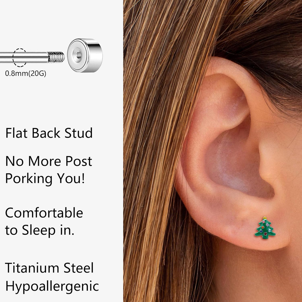 Cute Christmas Earrings for Women with Flat Back - 我的商店我的商店我的商店