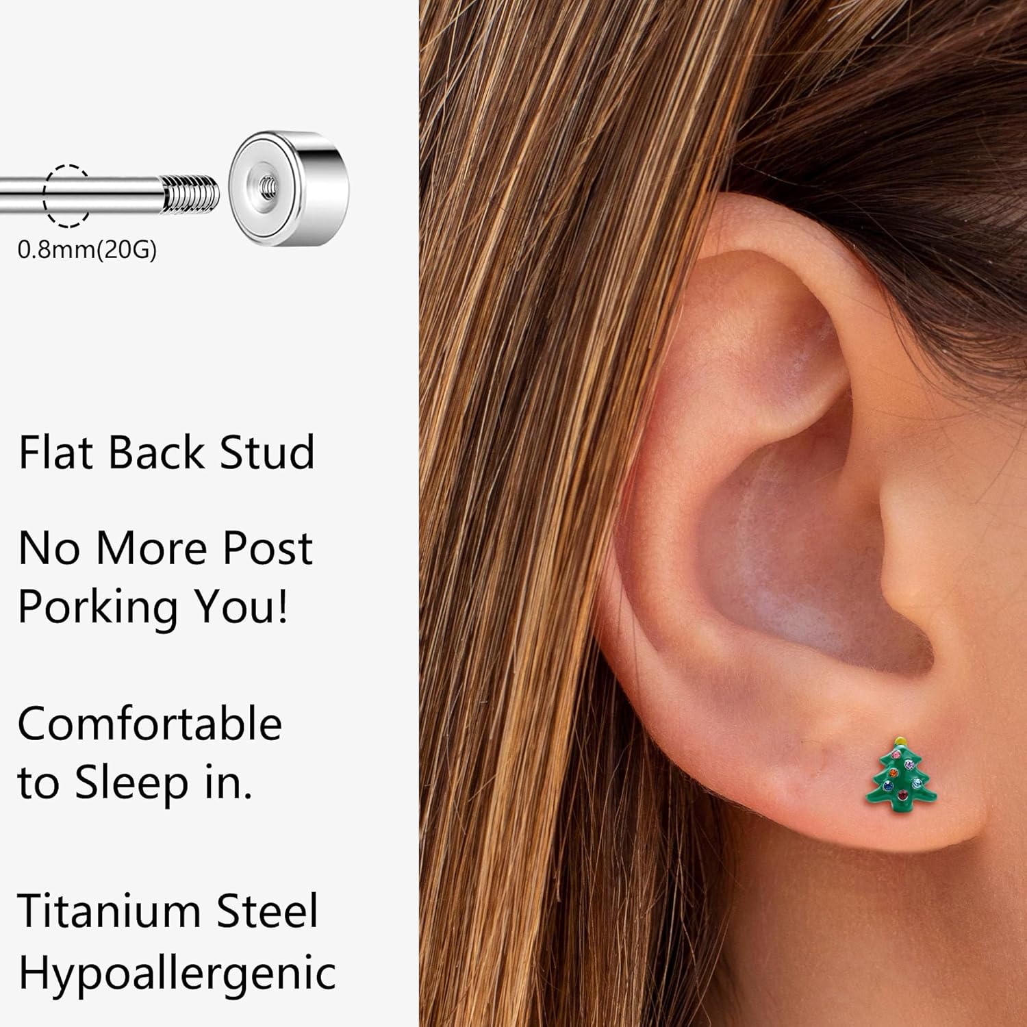 Cute Christmas Earrings for Women with Flat Back - 我的商店我的商店我的商店