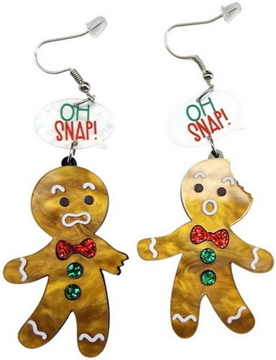Cute Christmas Gingerbread Man Shape Resin Dangle Earrings for Women Girls Jewelry - 我的商店我的商店我的商店