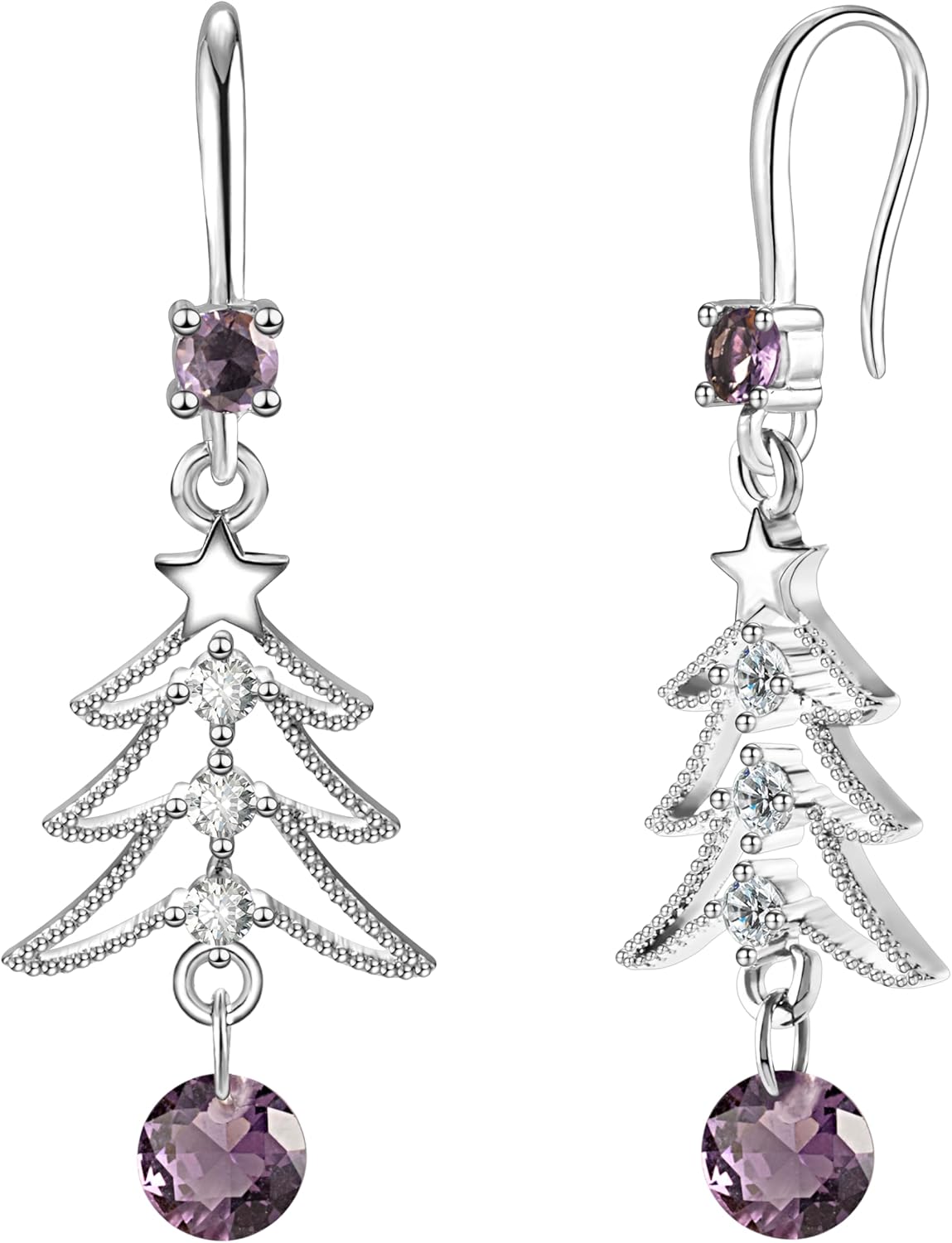 Cute Christmas Tree Clip on/Pierced Earrings for Women Xmas Clear Crystal Christmas Tree Dangle Earrings Christmas Accessory Gift - 我的商店我的商店我的商店