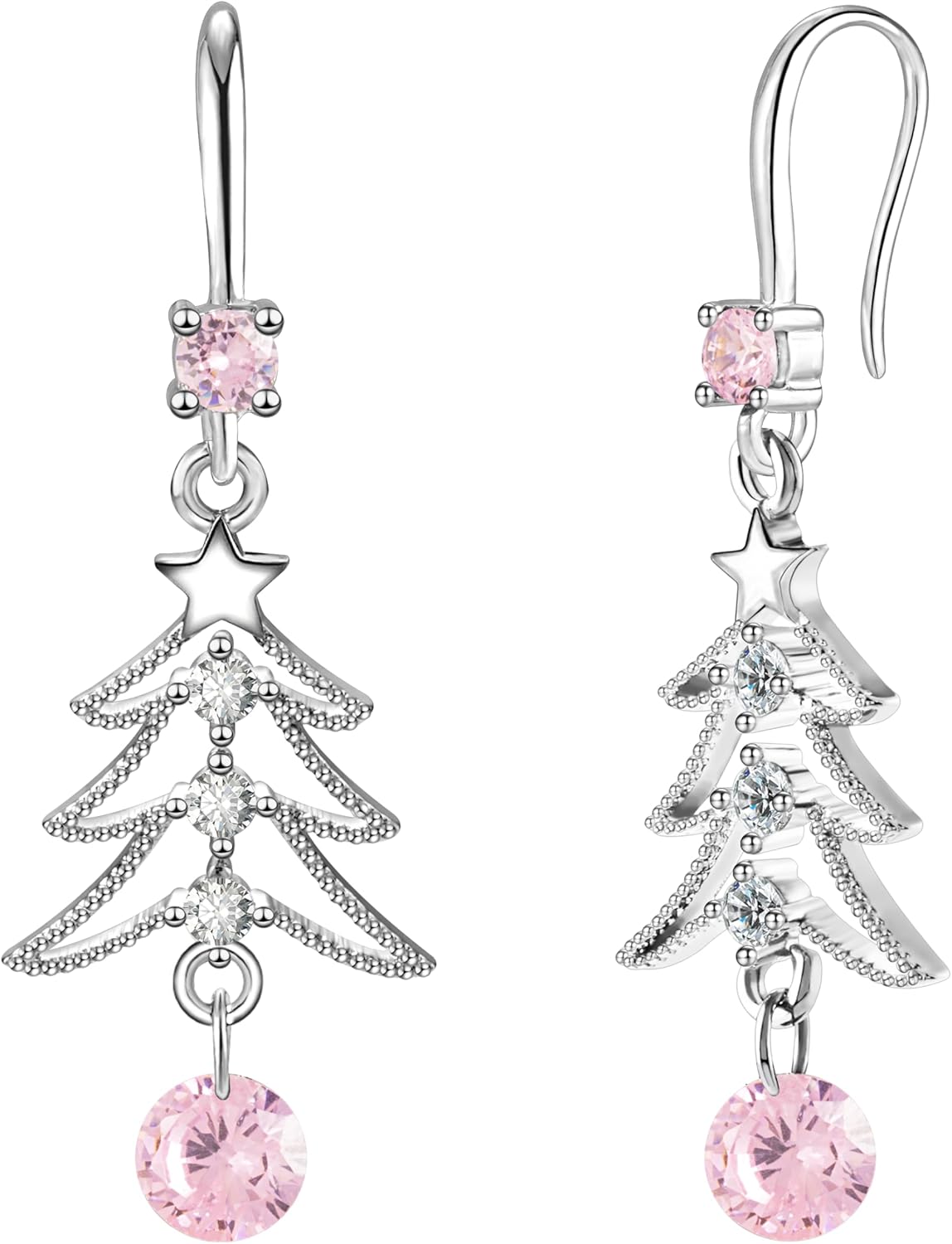 Cute Christmas Tree Clip on/Pierced Earrings for Women Xmas Clear Crystal Christmas Tree Dangle Earrings Christmas Accessory Gift - 我的商店我的商店我的商店