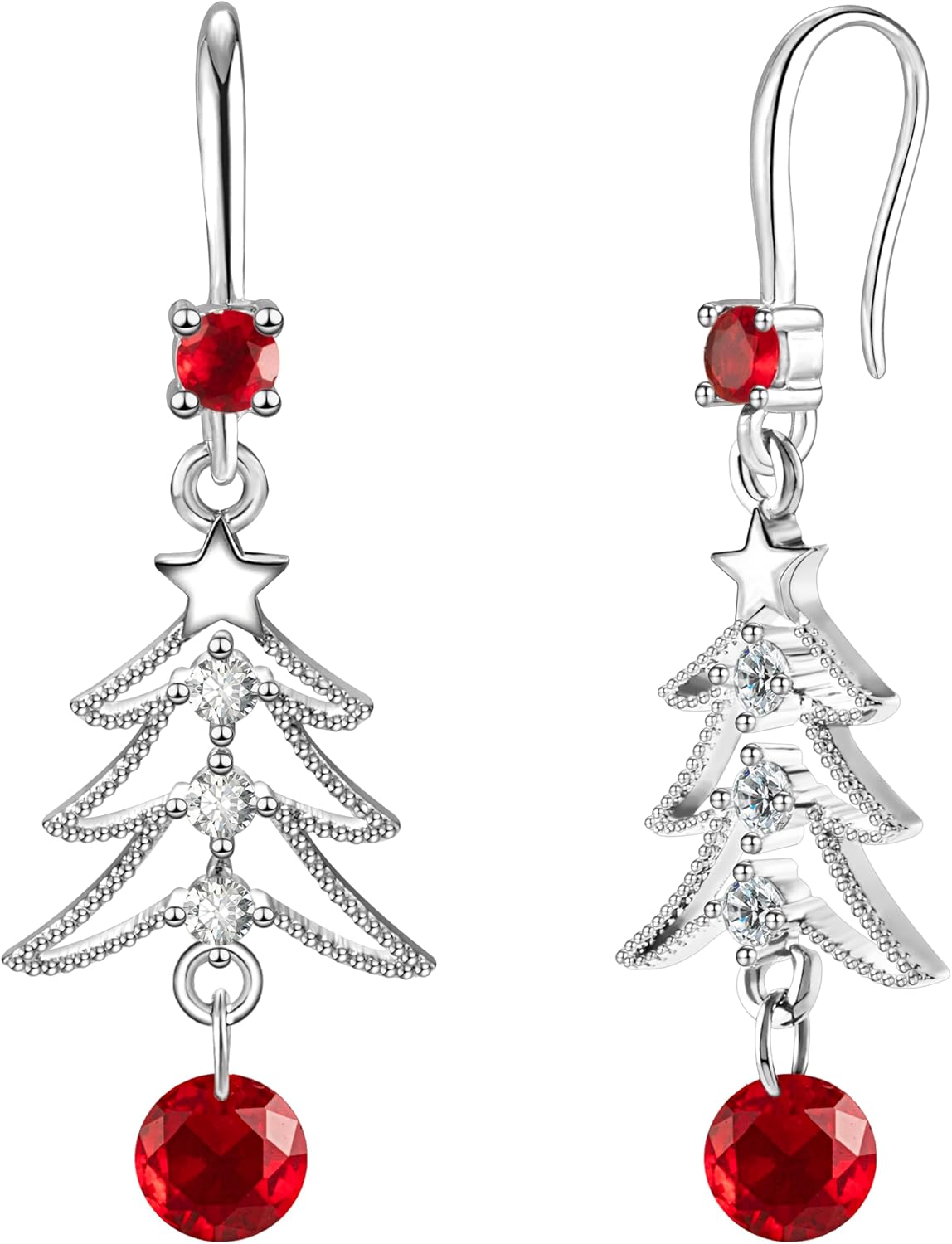 Cute Christmas Tree Clip on/Pierced Earrings for Women Xmas Clear Crystal Christmas Tree Dangle Earrings Christmas Accessory Gift - 我的商店我的商店我的商店