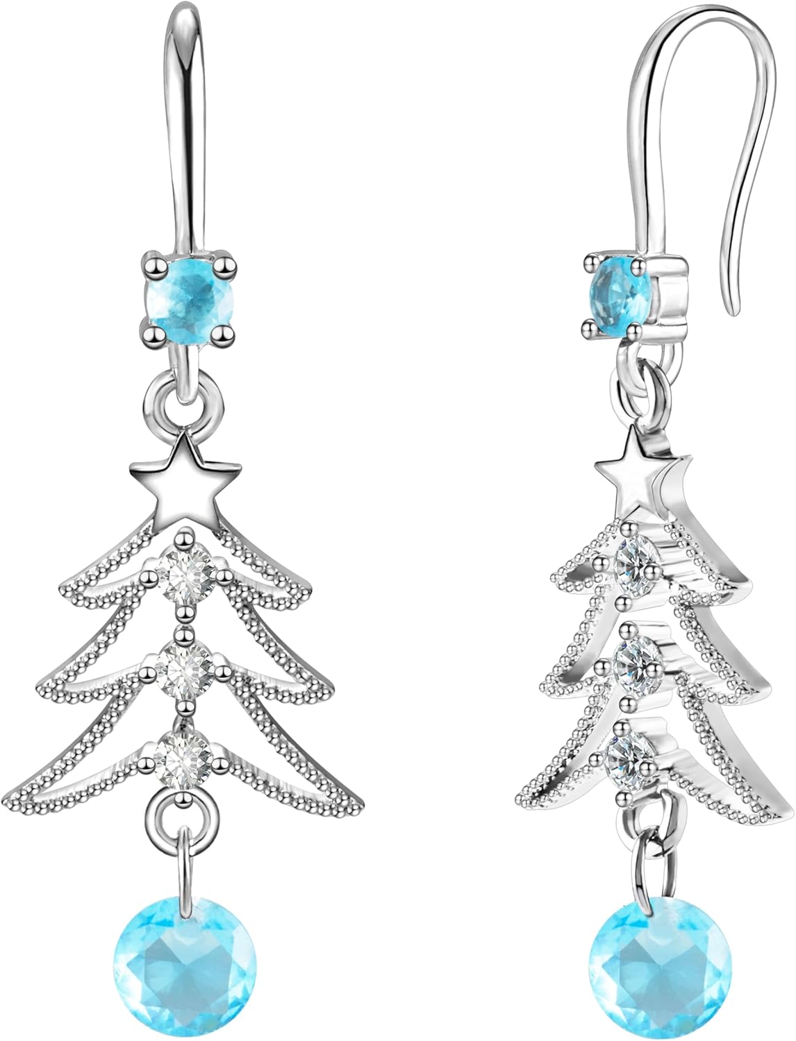 Cute Christmas Tree Clip on/Pierced Earrings for Women Xmas Clear Crystal Christmas Tree Dangle Earrings Christmas Accessory Gift - 我的商店我的商店我的商店